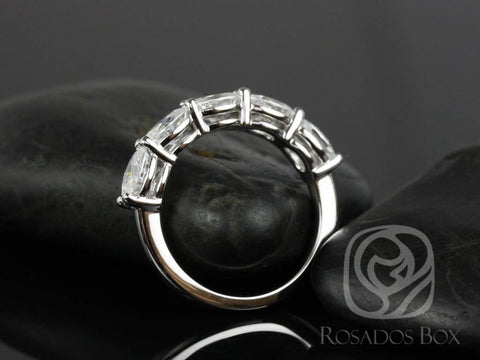 Rosados Box Ready to Ship Olla 6x4mm 14kt White Gold Oval Forever One DEF Moissanites HALFWAY Eternity Ring - Rosados Box