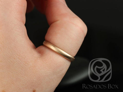 Dax 3mm 14kt Rose Gold Rounded Pipe Matte or High Finish Band (Chic Classics Collection)