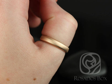 Dax 4mm 14kt Rose Gold Rounded Pipe Matte or High Finish Band (Chic Classics Collection)