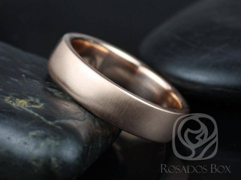 Dax 6mm 14kt Rose Gold Rounded Pipe Matte or High Finish Band - Rosados Box