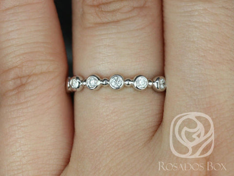 Ready to Ship Macy 14kt White Gold Bezel & Dot Diamonds ALMOST Eternity Ring - Rosados Box