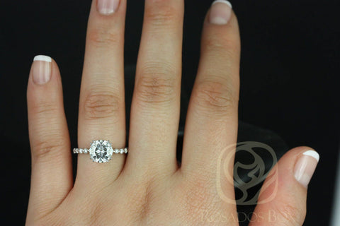 SALE 2ct Ready to Ship Naomi 8mm 14kt FB Moissanite Diamonds Round Solitaire Ring - Rosados Box