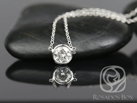 0.50ct Brooke 5mm 14kt Gold Moissanite Solitaire Floating Necklace - Rosados Box