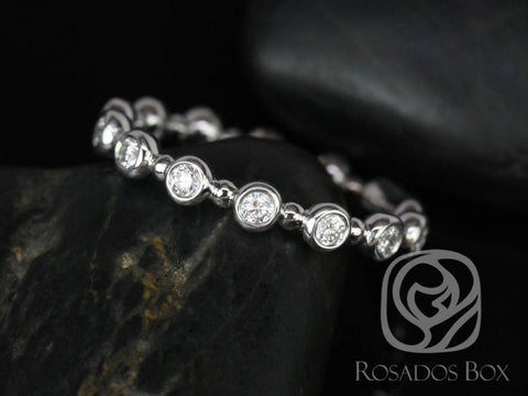 Ready to Ship Macy 14kt White Gold Bezel & Dot Diamonds ALMOST Eternity Ring - Rosados Box