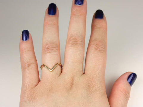 PLAIN Femme 14kt Gold Dainty Chevron Flair Stackable Ring,V Ring,Minimalist Ring,Gold Ring,Gift For Her,Nesting Ring