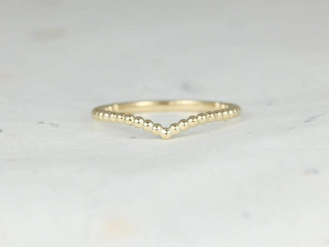 Bodhi 14kt Gold Chevron Ring,Beads Stacking Ring,Beads Band,Dainty Gold Ring,Unique V Ring,Wedding Ring,Curved Wedding Ring,Layering Jewelry