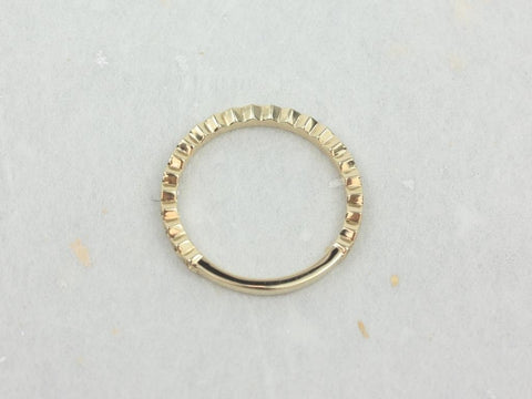 Ultra Petite Honore 14kt Gold Hexagon WITH Milgrain Diamond ALMOST Eternity Ring