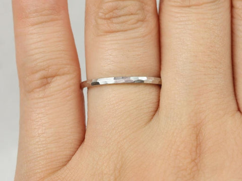 Rockie 14kt White Gold Hammered Ring,Hammered Band,Unique Gold Ring,Dainty Hammered Ring,Textured Wedding Ring,Solid Gold Ring