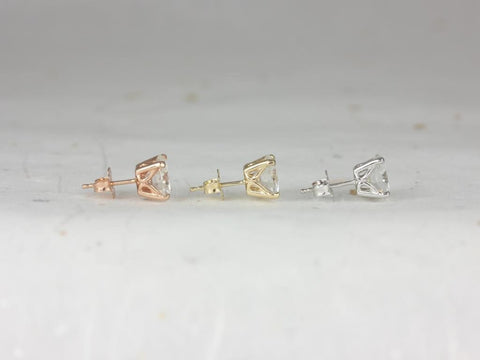 1.50ct Donna 6mm 14kt Gold Moissanite Leaf Gallery Basket Round Stud Earrings - Rosados Box