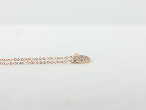 Ready to Ship Diskco 7mm 14kt WHITE Gold Diamond Floating Dainty Necklace - Rosados Box