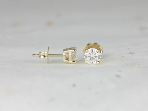 Moissanite Classic Studs 14kt Gold 4-Prong Earrings (Basics Collection) - Rosados Box