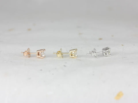 Moissanite Classic Studs 14kt Gold 4-Prong Earrings (Basics Collection) - Rosados Box