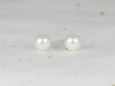 Rosados Box Ready to Ship Cultured Pearl Akoya 14kt White Gold Classic Stud Earrings (Basics Collection) - Rosados Box