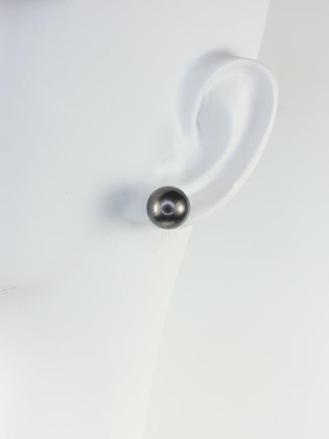 Ready to Ship Tahitian Black Pearl 8-8.5mm 14kt White Gold Classic Stud Earrings - Rosados Box