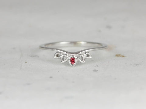 Ready to Ship Spinel Gem Lollie 14kt White Gold Drop Leaf Tiara Nesting Ring - Rosados Box