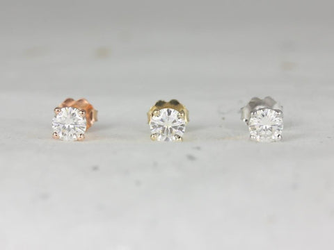 Moissanite Classic Studs 14kt Gold 4-Prong Earrings (Basics Collection) - Rosados Box