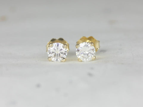 Moissanite Classic Studs 14kt Gold 4-Prong Earrings (Basics Collection) - Rosados Box