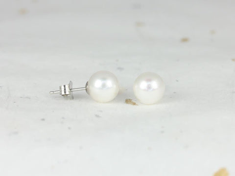 Rosados Box Ready to Ship Cultured Pearl Akoya 14kt White Gold Classic Stud Earrings (Basics Collection) - Rosados Box