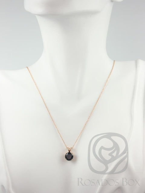 Donna 8mm 14kt Rose Gold Black Onyx Solitaire Necklace,Unique Black Onyx Necklace,Gift For Her,Anniversary Gift,Birthday Gift - Rosados Box