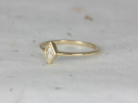 Loris 14kt Moissanite WITH Milgrain Art Deco Stacking Ring,Pinky Ring,Marquise Ring,Vintage Ring,Unique Ring,Petite Ring,Dainty Diamond Ring