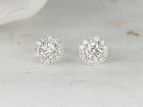 Ready to Ship Petite Gemma 14kt Dainty Diamonds Cluster Halo Stud Earrings - Rosados Box