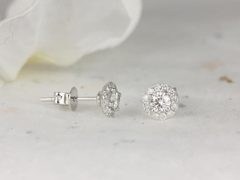 Ready to Ship Petite Gemma 14kt Dainty Diamonds Cluster Halo Stud Earrings - Rosados Box