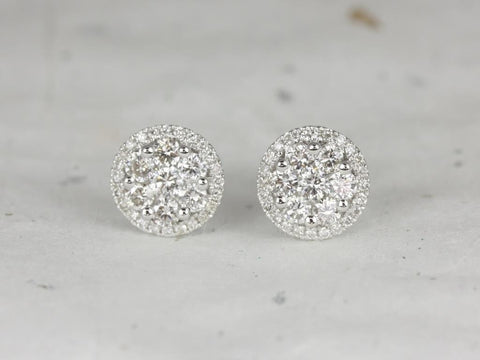 1ct Danice 14kt Gold Diamonds Cluster Halo Stud Earrings - Rosados Box