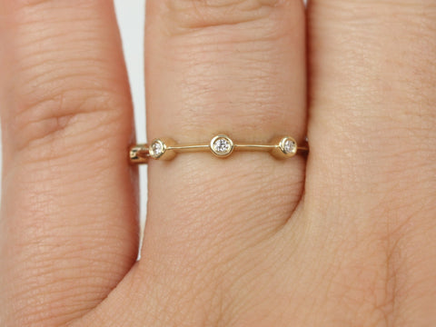 Ready to Ship Ultra Petite Ariel 14kt Yellow Gold Floating Bubbles Diamond HALFWAY Eternity Ring - Rosados Box