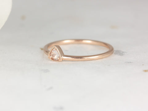 Ultra Petite Zelda 14kt Gold Rose Cut White Sapphire Minimalist Stacking Ring - Rosados Box