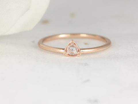 Ultra Petite Zelda 14kt Gold Rose Cut White Sapphire Minimalist Stacking Ring - Rosados Box