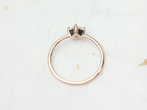 Ultra Petite Kelsey 4mm 14kt Gold Rainbow Moonstone Dainty Kite Set Stacking Ring - Rosados Box