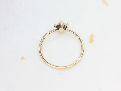 Ultra Petite Kelsey 14kt Gold White Sapphire Dainty Minimalist Princess Kite Set Stacking Ring,Pinky Ring,Gift for Her - Rosados Box