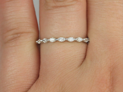 Ultra Petite Leona 14kt Moissanite Floating Marquise HALFWAY Eternity Ring,Marquise Ring,Unique Eternity Ring,Anniversary Gift,Wedding Ring