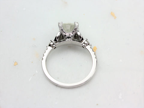 3.79cts Ready to Ship Katarina 14kt White Gold Faint Champagne White Sapphire Art Deco Oval Cluster Ring - Rosados Box