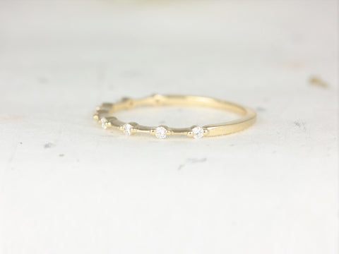 Ready to Ship Boney 14kt Yellow Gold Diamond Single Prong Floating Dainty Minimalist HALFWAY Eternity Ring,Distance Band,Diamond Ring - Rosados Box