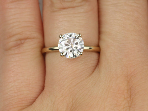 2ct Ingrid 8mm 14kt Gold Moissanite Unique Round Solitaire Ring,Round Engagement Ring,Art Deco Ring,Round Cut Ring,Anniversary Ring