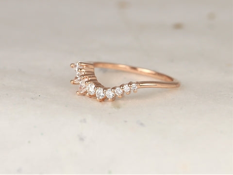 Trix 14kt Gold Diamonds Nesting Ring,Asymmetrical Contour Ring,Unique Wedding Ring,Nature Inspired Band,Anniversary Gift,Stacking Ring