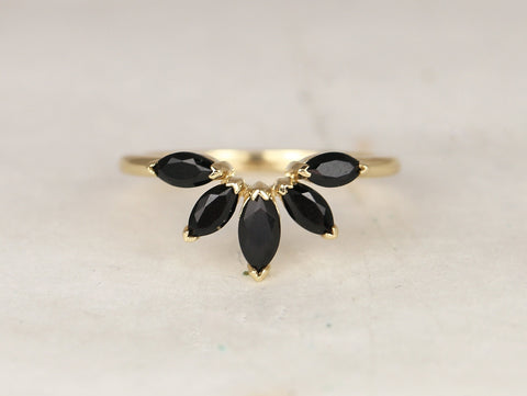 Cardi 14kt Gold Marquise Black Onyx Nesting Ring - Rosados Box