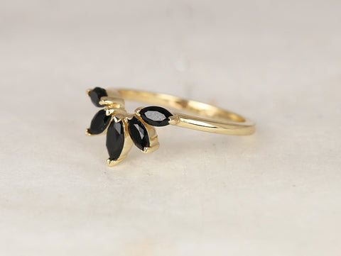 Cardi 14kt Gold Marquise Black Onyx Nesting Ring - Rosados Box