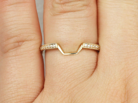 14kt Matching Band to Winona 7mm WITH Milgrain Diamond HALFWAY Eternity Ring