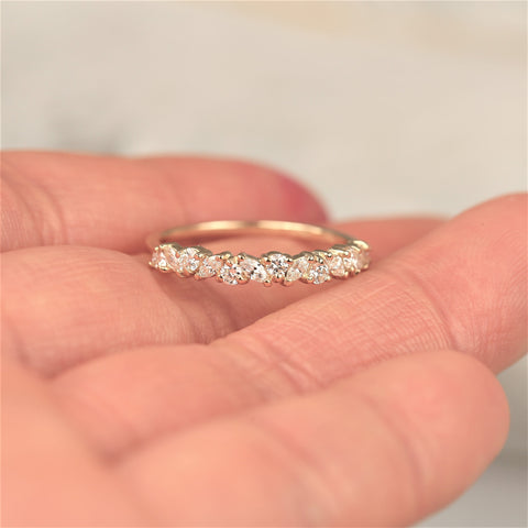 Rosemary 14kt Gold Diamond Dainty Cluster HALFWAY Eternity Ring,Art Deco Band,Anniversary Ring - Rosados Box