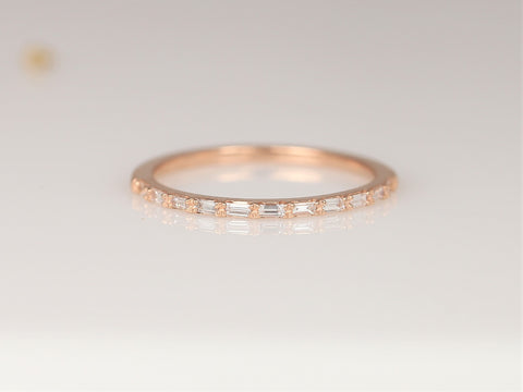 Ultra Petite Lane 1mm 14kt Gold Diamond Baguette HALFWAY Eternity Ring - Rosados Box