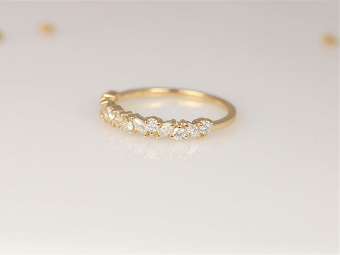 Rosemary 14kt Gold Diamond Dainty Cluster HALFWAY Eternity Ring,Art Deco Band,Anniversary Ring - Rosados Box