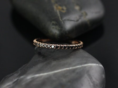 Ready to Ship Mohma (Size 4.75) 14kt Rose Gold Black Diamonds FULL Eternity Band - Rosados Box