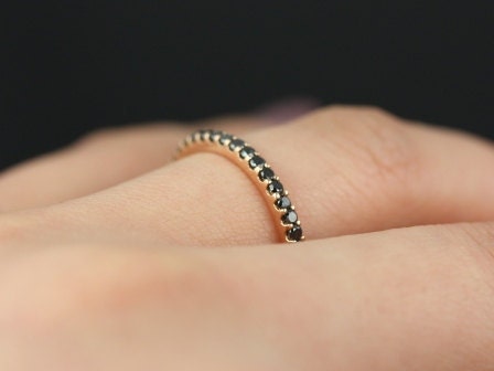 Ready to Ship Mohma (Size 4.75) 14kt Rose Gold Black Diamonds FULL Eternity Band - Rosados Box