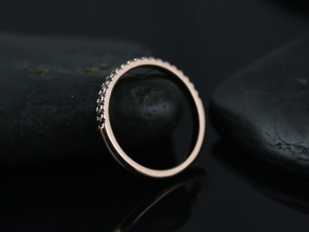 Ready to Ship Kierra 14kt Rose Gold Black Diamond HALFWAY Eternity Ring,Black Diamond Pave Ring,Unique Wedding Ring,Alternative Wedding