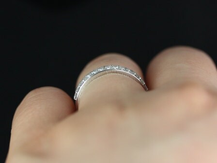 14kt Gold Matching Band to Tiffani/Sarah Shared Prong Diamond HALFWAY Eternity Ring - Rosados Box