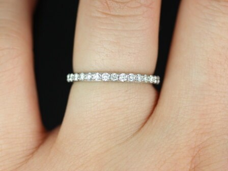 14kt Gold Matching Band to Tiffani/Sarah Shared Prong Diamond HALFWAY Eternity Ring - Rosados Box