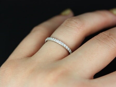 14kt Gold Matching Band to Tiffani/Sarah Shared Prong Diamond HALFWAY Eternity Ring - Rosados Box