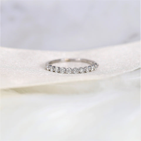 Naomi 2mm 14kt Gold Moissanite Minimal HALFWAY Eternity Ring - Rosados Box